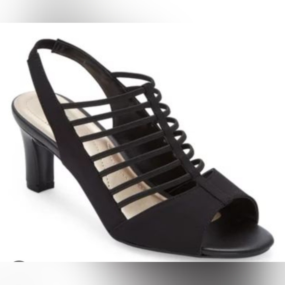 Impo Virgo Black Stretchy Heels - Size 8.5